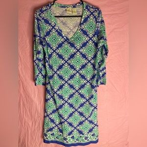 Caribbean Joe women’s medium blue and dress dress 100% cotton